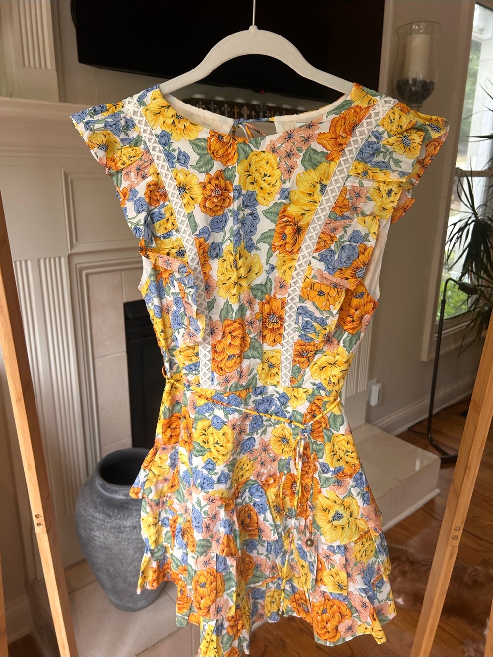 *can’t ship until 05/16* Hello Molly Yellow & Orange Floral Tie-Waist Dress